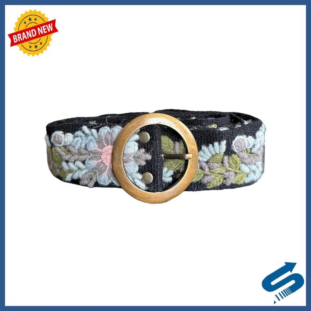 Handmade Embroidered Floral Belt Adjustable Canvas Women's Accessory